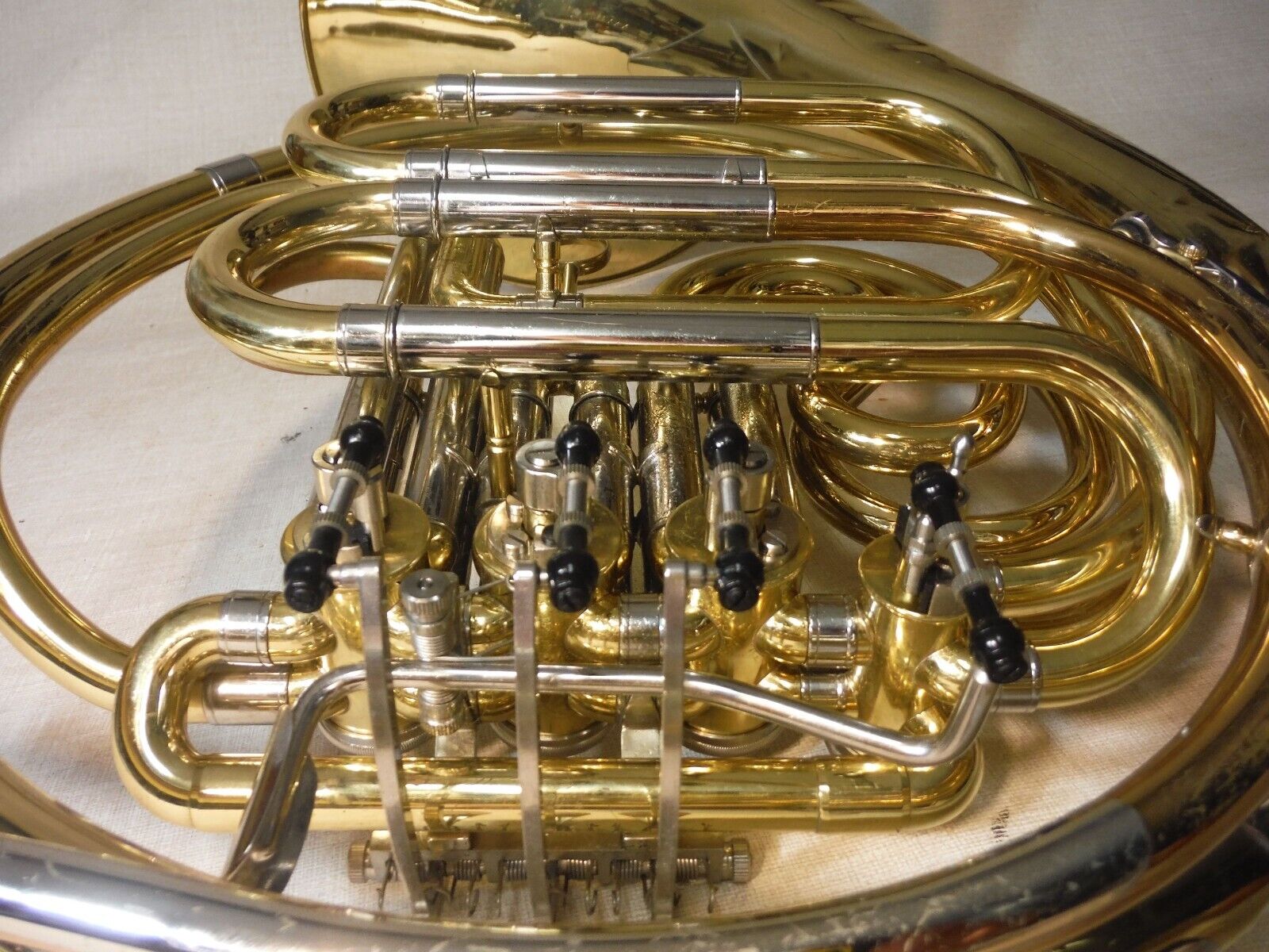JUPITER JHR-852 DOUBLE FRENCH HORN BRASS WORKING GOOD W/DENTS CASE MOUTHPIECE 20