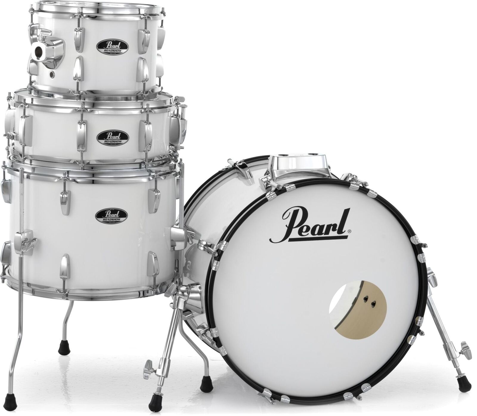 Pearl Roadshow RS584C/C 4-piece Complete Drum Set with Cymbals – Pure White 1