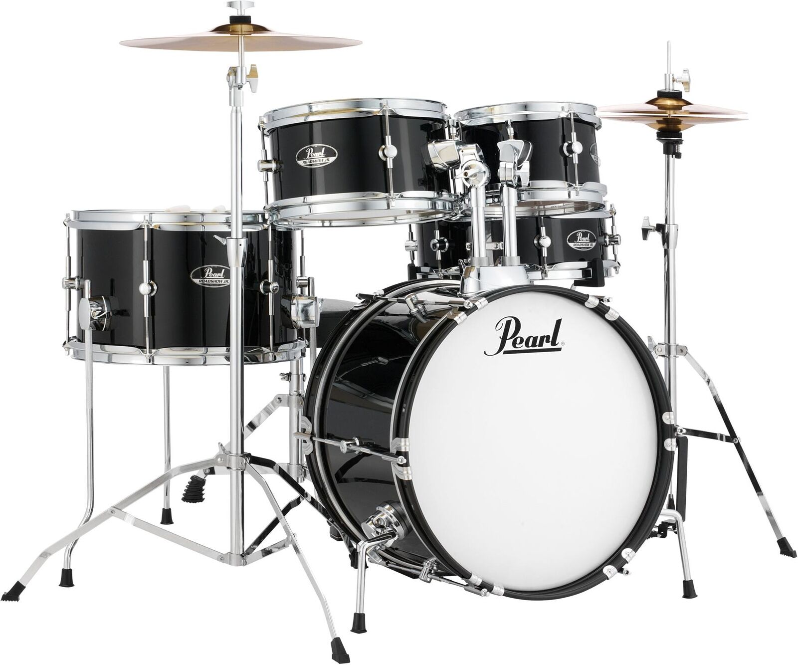 Pearl Roadshow Jr. 5-piece Complete Drum Set with Cymbals – Jet Black 1