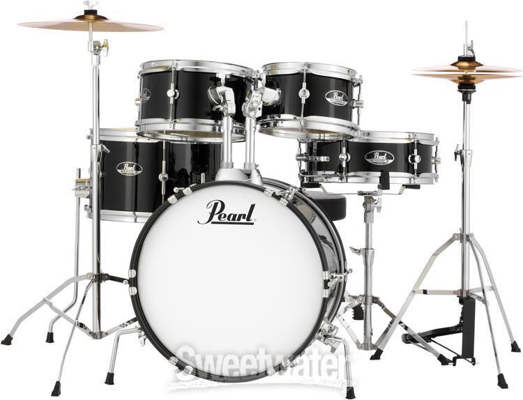 Pearl Roadshow Jr. 5-piece Complete Drum Set with Cymbals – Jet Black 2