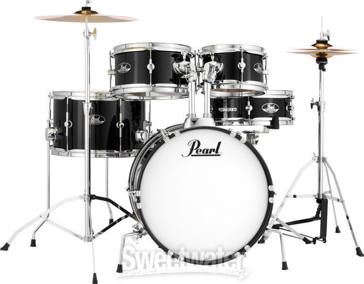 Pearl Roadshow Jr. 5-piece Complete Drum Set with Cymbals – Jet Black 3