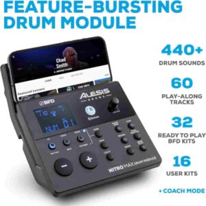 Alesis Nitro Max Kit Electric Drum Set with Quiet Mesh Pads, 10" Dual Zone Snare - Image 3