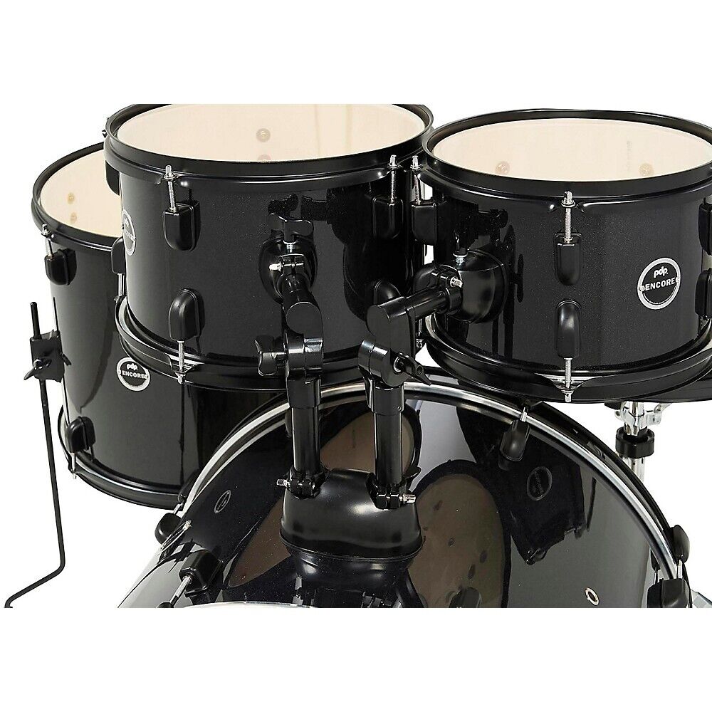 PDP by DW Encore Complete 5-Piece Drum Set w/Chrome Hardware/Cymbals Black Onyx 5
