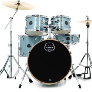 Mapex Venus 5-piece Fusion Complete Drum Set - Aqua Blue Sparkle - Image 1