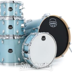 Mapex Venus 5-piece Fusion Complete Drum Set - Aqua Blue Sparkle - Image 2