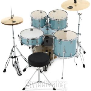 Mapex Venus 5-piece Fusion Complete Drum Set - Aqua Blue Sparkle - Image 7