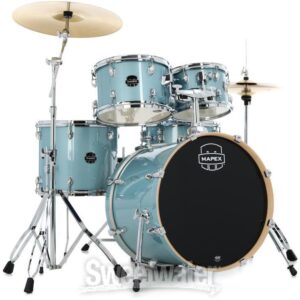 Mapex Venus 5-piece Fusion Complete Drum Set - Aqua Blue Sparkle - Image 8