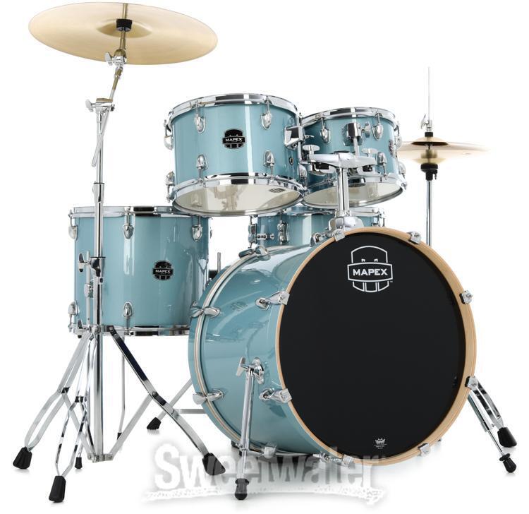 Mapex Venus 5-piece Fusion Complete Drum Set – Aqua Blue Sparkle 8