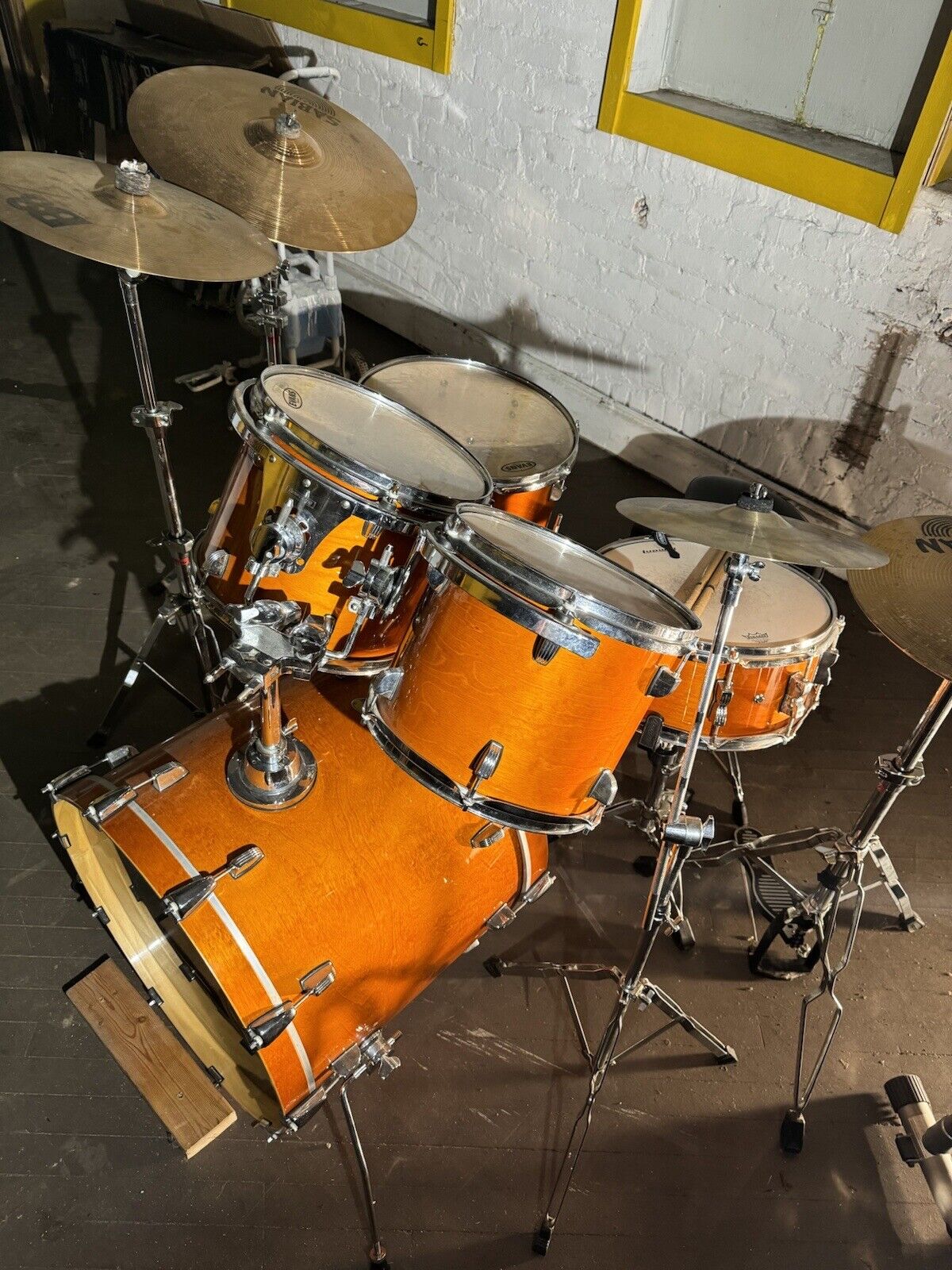 Orange Ludwig Accent CS Custom Drum Set 3