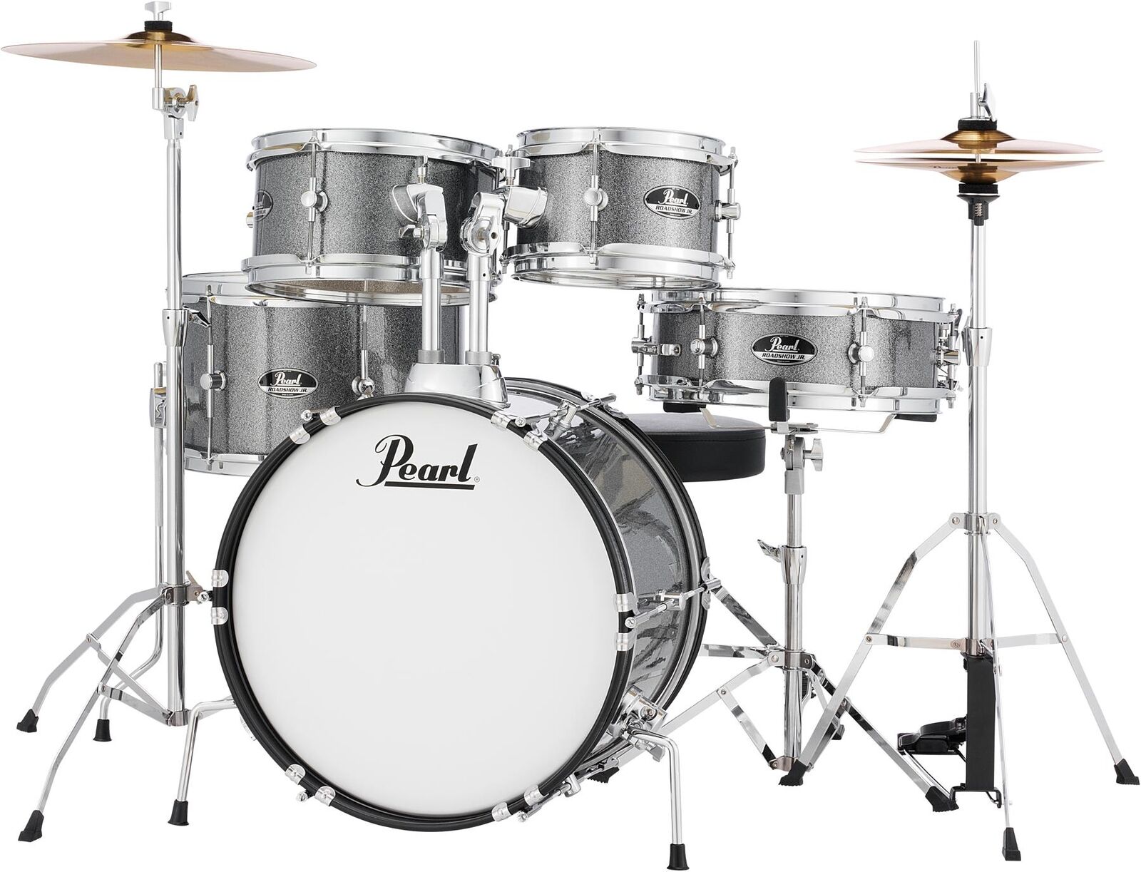 Pearl Roadshow Jr. 5-piece Complete Drum Set with Cymbals – Grindstone Sparkle 1