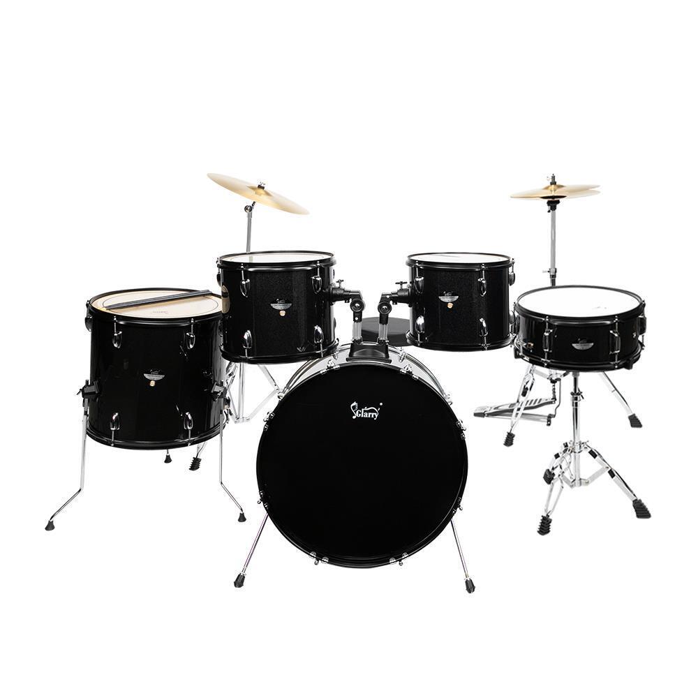Glarry 5 Pieces Full Size Adult Drum Set Cymbals Kit with Stool & Sticks Black 2