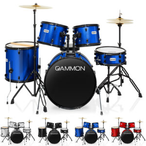 5 PC Adult Drum Set, Full Size Beginner Percussion Kit with Stool and Stands - Image 1