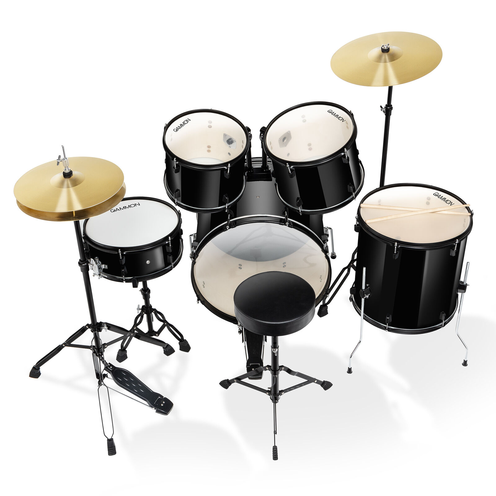 5 PC Adult Drum Set, Full Size Beginner Percussion Kit with Stool and Stands 4