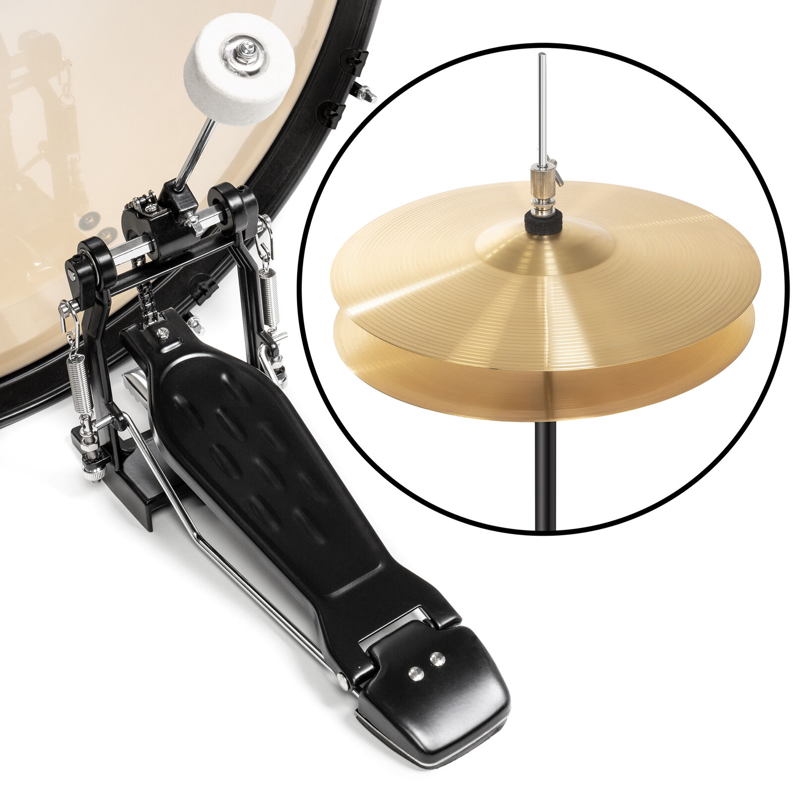 5 PC Adult Drum Set, Full Size Beginner Percussion Kit with Stool and Stands 6