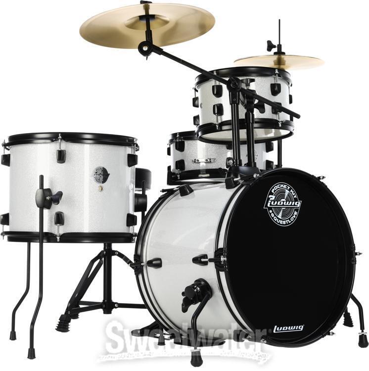 Ludwig Questlove Pocket Kit Complete Drum Set – Silver Sparkle 8