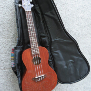 ukulele guitar UKE TC MAH Luna wood brown carved Acoustic Mahogany Bag case - Image 1