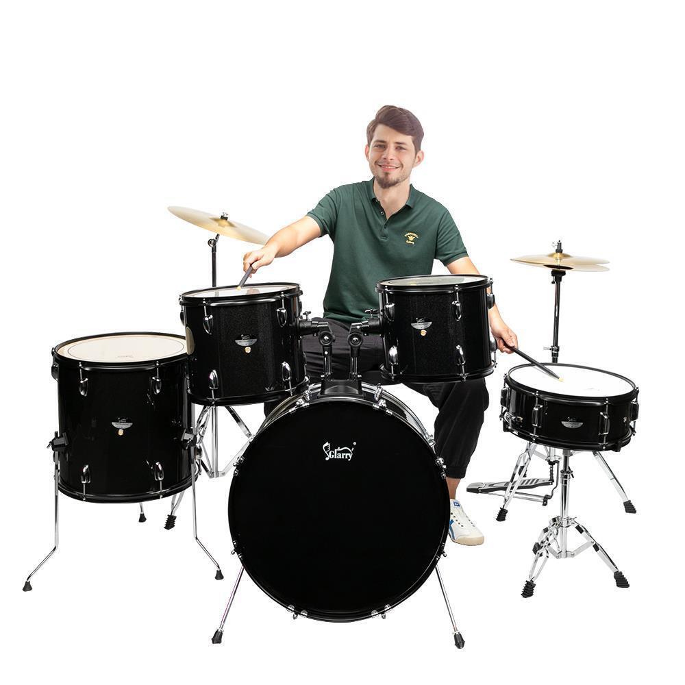 Glarry 5-Piece Complete Full Size Pro Adult Drum Set Kit with Stool Drum Pedal 2