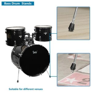 Glarry 5 PCS Full Size Complete Adult Drum Set Cymbal Stands, Stool, Drum Pedal - Image 7