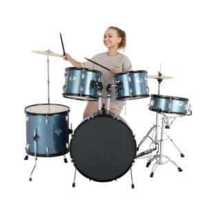 22 Inch Full Size Adult Drum Set 5-Piece Kit with Stool & Sticks Complet - Image 3