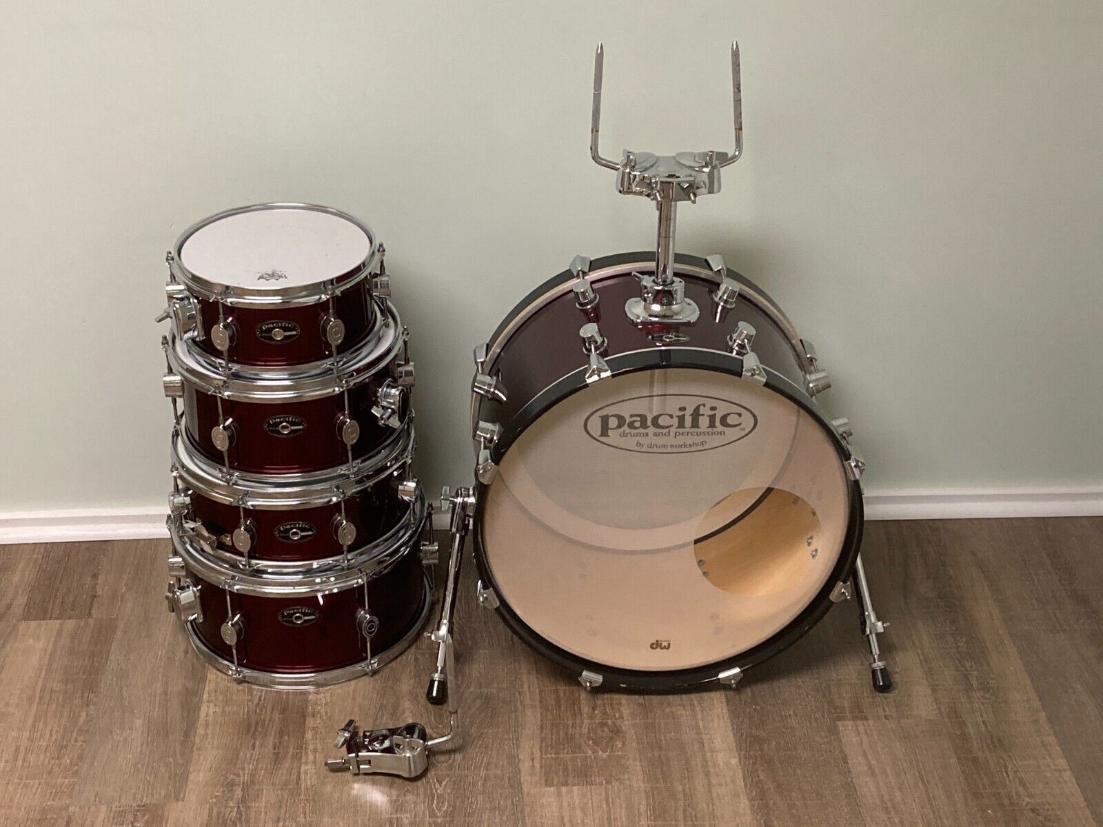 PDP by DW Pacific Chameleon Compact Travel Drum Set 2000s – Wine Red 21