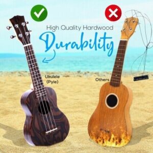 Pyle 21" Mahogany 4-String Soprano Ukulele Kit - Middle Grade - Image 2