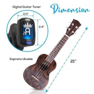 Pyle 21" Mahogany 4-String Soprano Ukulele Kit - Middle Grade - Image 7