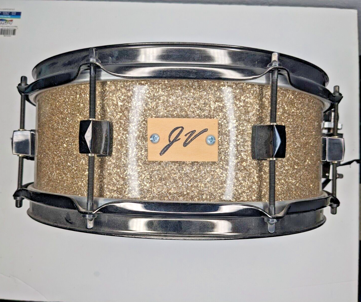 5 x 13 Custom Snare Drum Ginger Glass 9 Ply Maple / Walnut Black Hardware 2