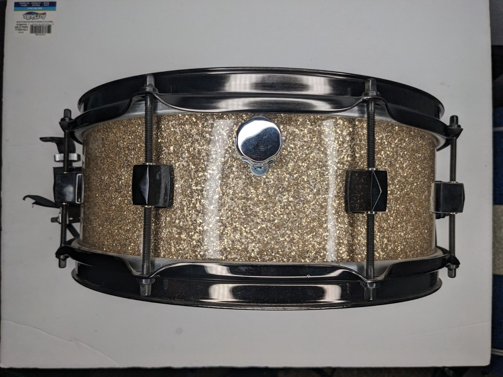 5 x 13 Custom Snare Drum Ginger Glass 9 Ply Maple / Walnut Black Hardware 7