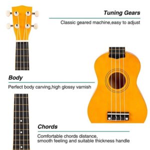 21 Inch Professional Acoustic Ukelele Four String Wooden For Beginner Kit W/ Bag - Image 6