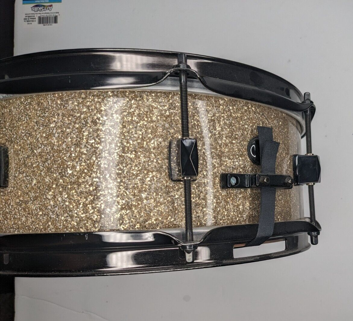 5 x 13 Custom Snare Drum Ginger Glass 9 Ply Maple / Walnut Black Hardware 8