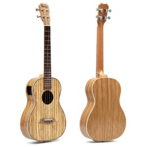 30'' Baritone Ukulele Zebrawood Acoustic Electric Uke Satin With Truss Rod/EQ - Image 2