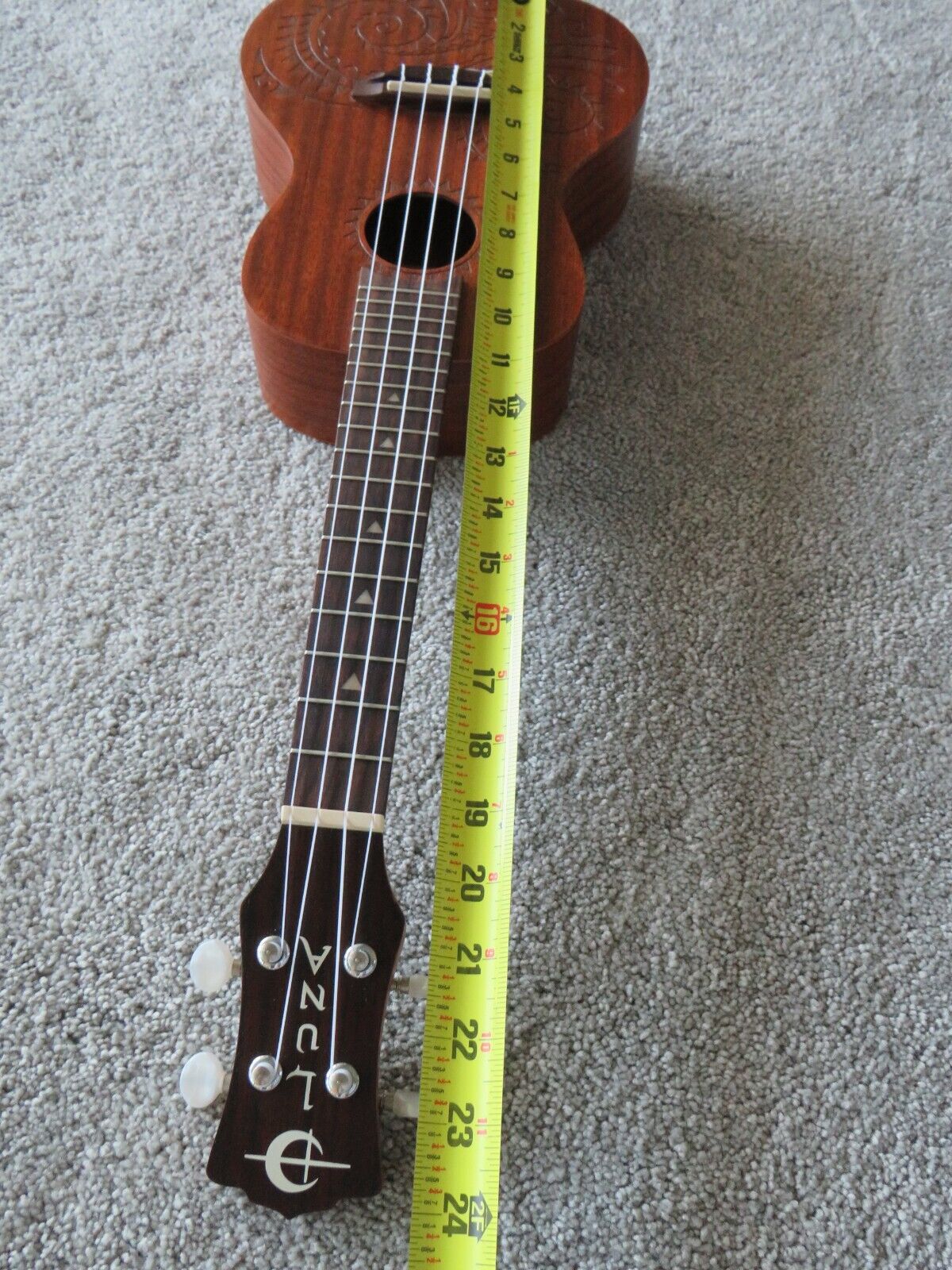 ukulele guitar UKE TC MAH Luna wood brown carved Acoustic Mahogany Bag case 13
