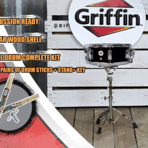 GRIFFIN Snare Drum Kit + Snare Stand, 2 Pairs Maple Wood Drum Sticks & Drum Key - Image 9