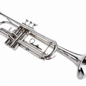 Hawk Nickel Plated Bb Trumpet with Case and Mouthpiece - Image 2