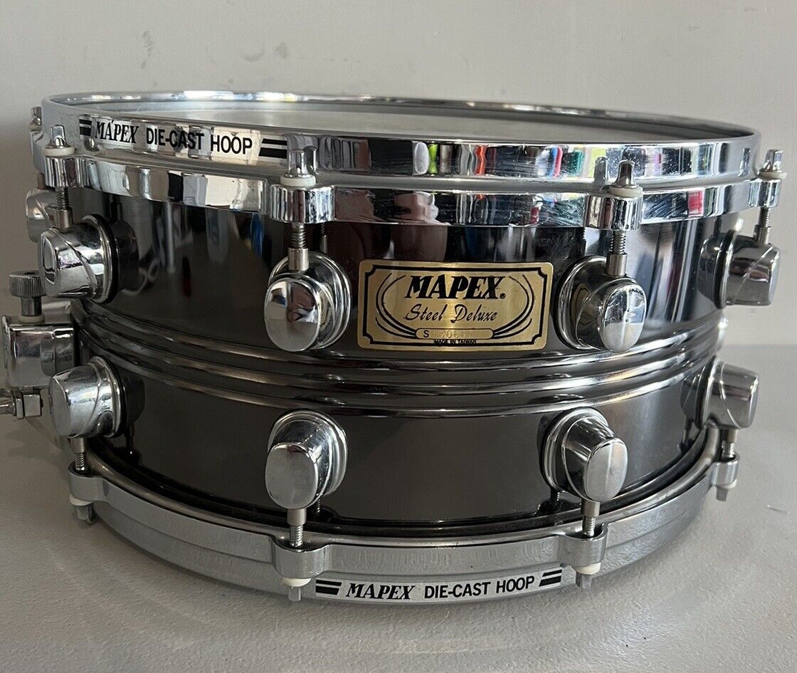 Vintage Mapex Steel Deluxe Black Panther Snare 7.5×14 RARE 1
