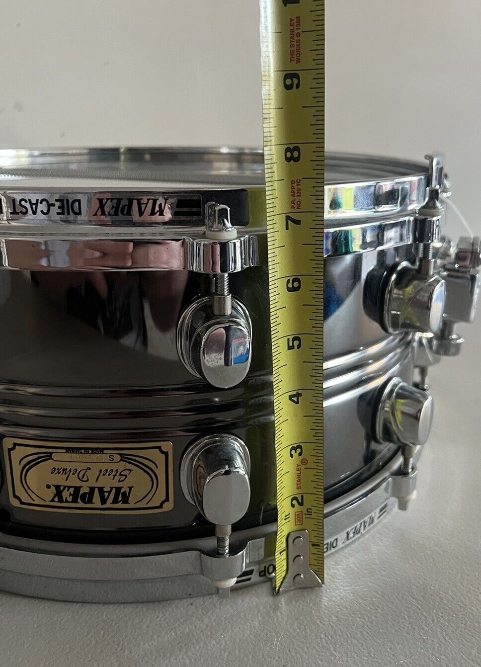 Vintage Mapex Steel Deluxe Black Panther Snare 7.5×14 RARE 10