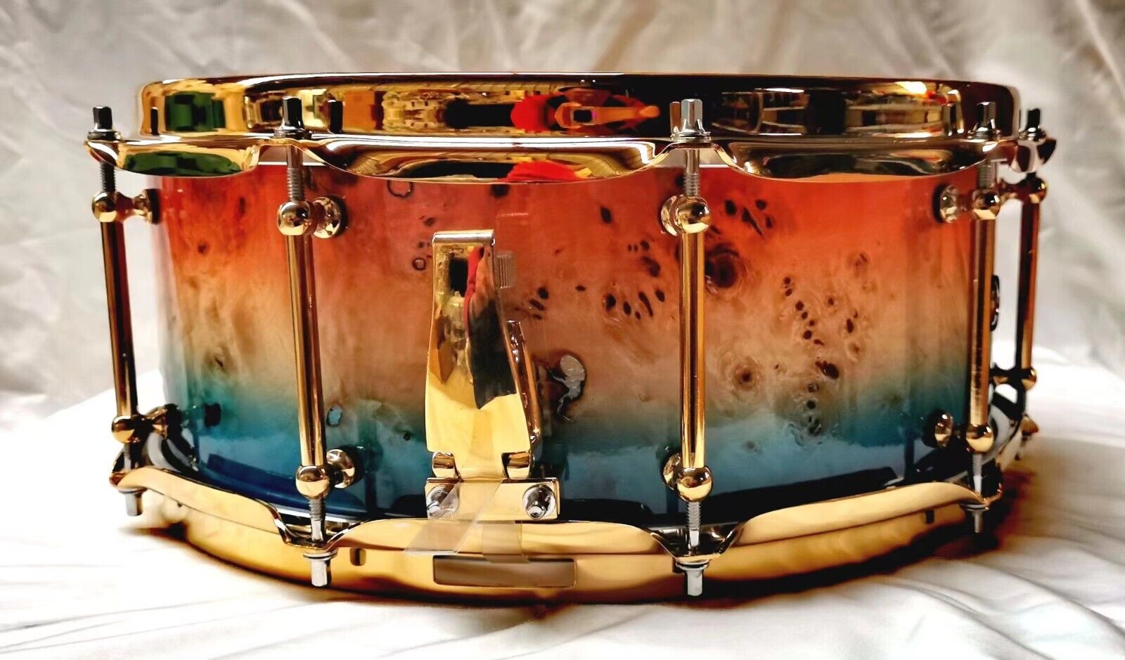 FOREACH Mappa Burl Snare Drum 14×5.5 with Gold Color Hardwares 1