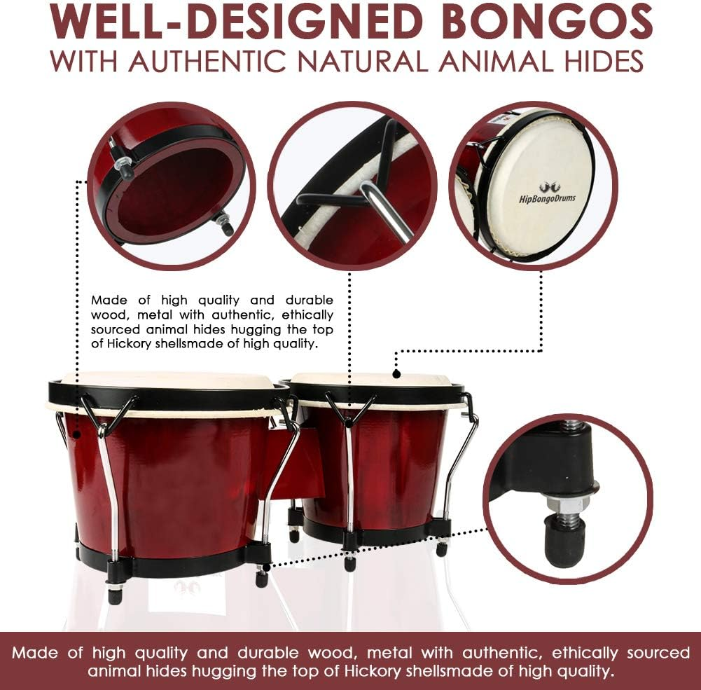 Bongo Drum Set for Adults Kids Beginners Professionals, Upgrade Packaging, Set o 2