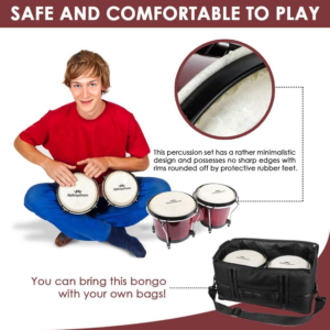 Bongo Drum Set for Adults Kids Beginners Professionals, Upgrade Packaging, Set o - Image 3
