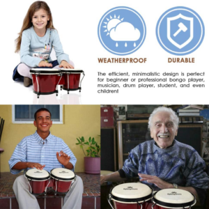 Bongo Drum Set for Adults Kids Beginners Professionals, Upgrade Packaging, Set o - Image 4
