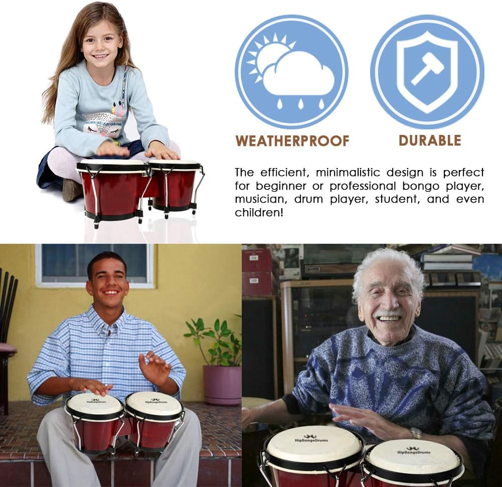 Bongo Drum Set for Adults Kids Beginners Professionals, Upgrade Packaging, Set o 4