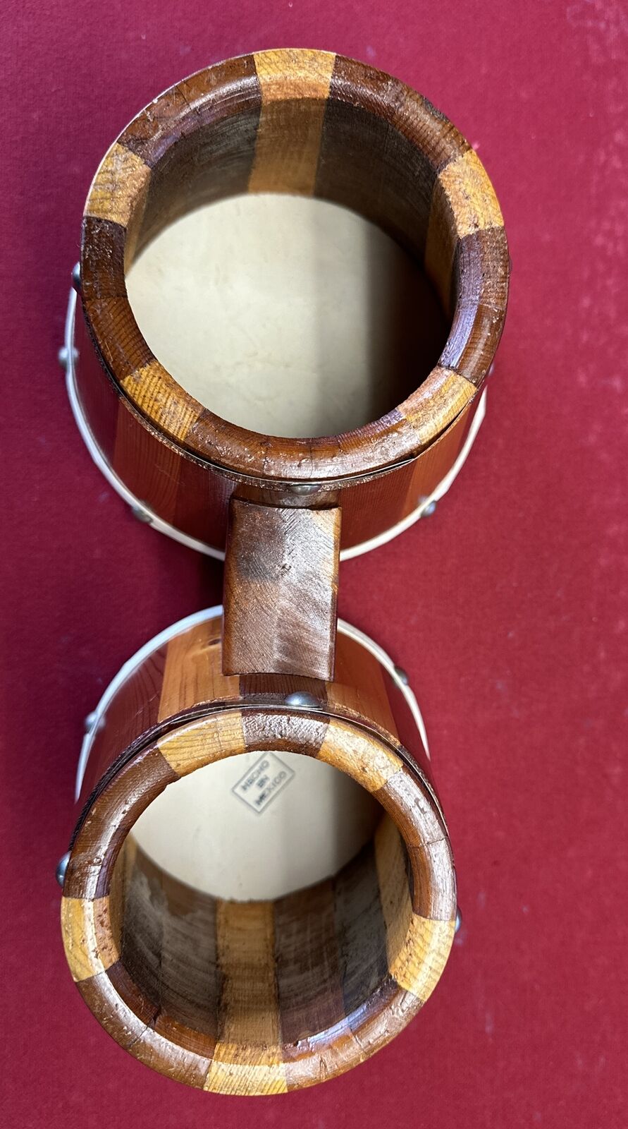 1960’s Twin Double Connected Handmade Wooden Bongos 5