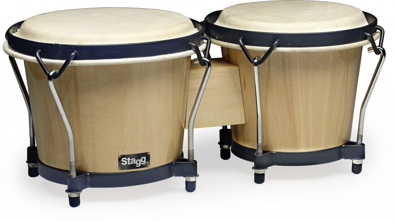 Stagg Bongos Wood Drum Set – Natural – 6″ & 7″ Heads + Stand 2