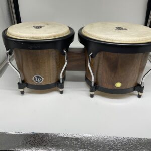 Latin Percussion LP Aspire Bongo Drums 8.5" & 7" Wood Grain Chrome - Image 1