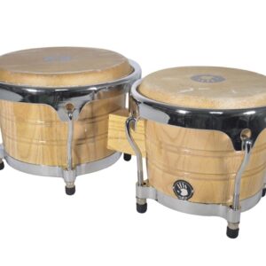 5d2 Profesional Wood Bongo 7-1/4” & 8-5/8” Heads - Natural/Chrome Hardware - - Image 1