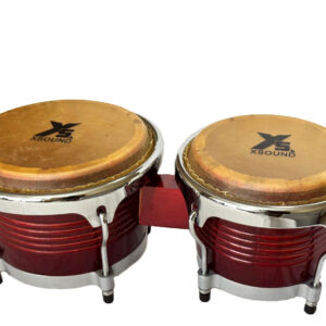 Premium 8"- 9" Wine Red Bongo Drums Chrome Lugs, High-Quality Natural Skin Head - Image 1