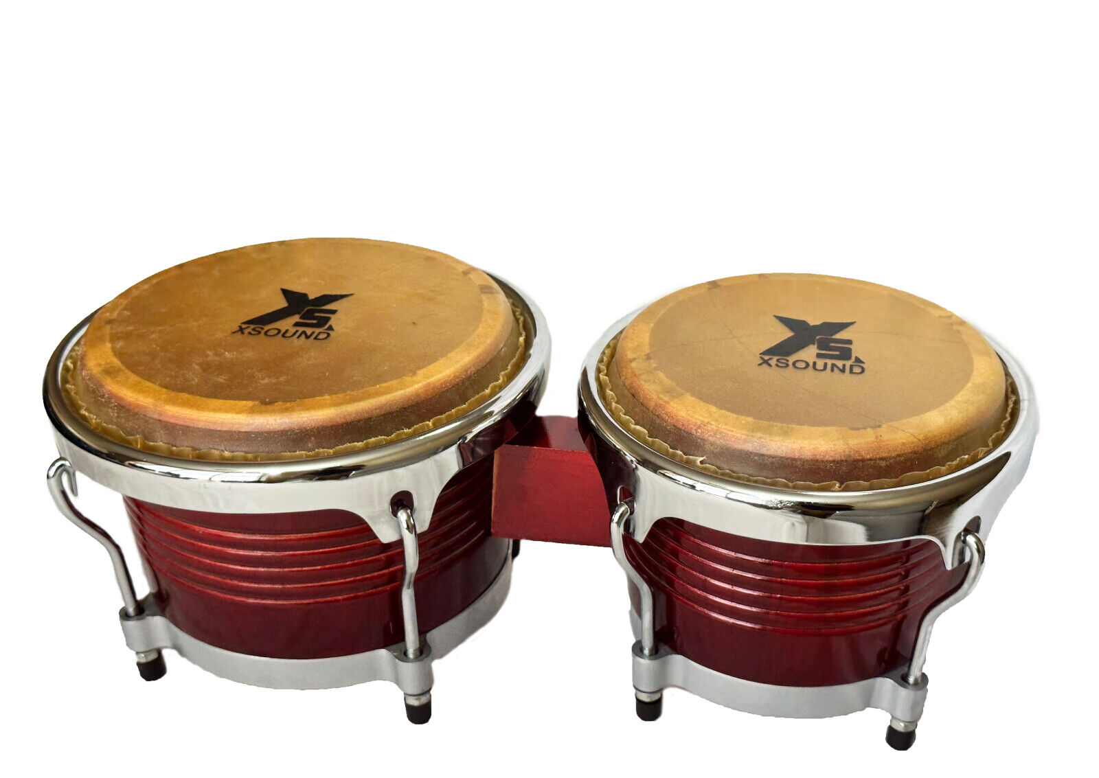 Premium 8″- 9″ Wine Red Bongo Drums Chrome Lugs, High-Quality Natural Skin Head 1