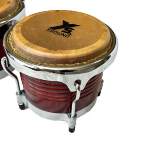 Premium 8"- 9" Wine Red Bongo Drums Chrome Lugs, High-Quality Natural Skin Head - Image 2