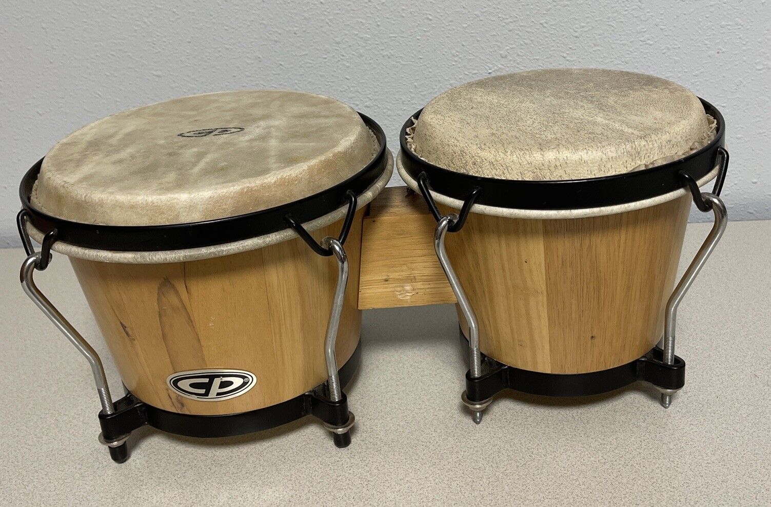 CP Cosmic Percussion Bongos 7” & 6” Drums Natural Wood Great Sound India 1