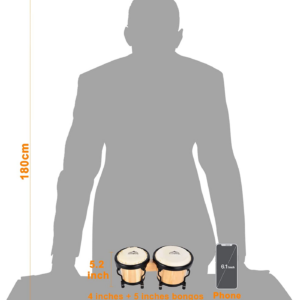 Bongo Drum Set Tunable Wood & Metal Drum Percussion Instruments w/Tuning Wrench - Image 7